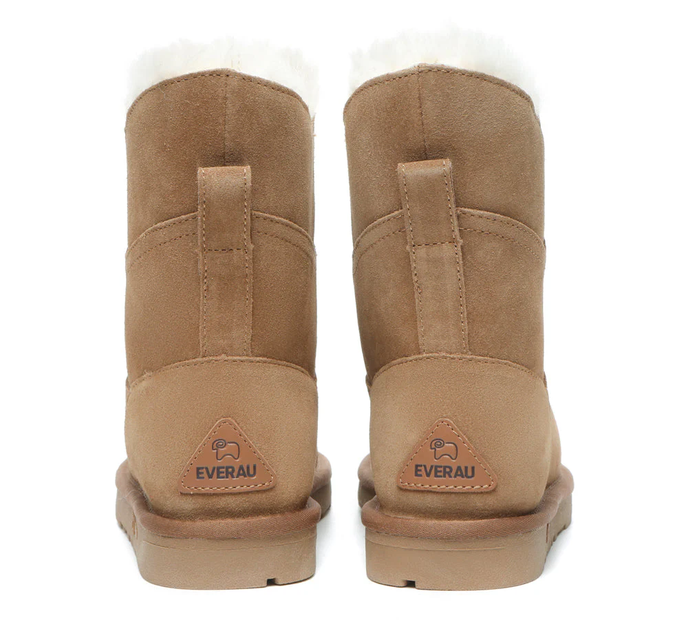 EVERAU® UGG Women Premium Australian Sheepskin Wool Short Boots Swanston 2 Panel - Image 7