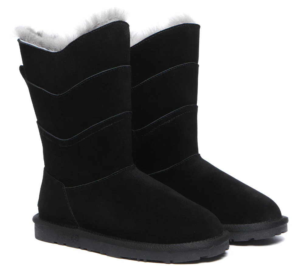 EVERAU® UGG Women Premium Australian Sheepskin Wool Tall Boots Swanston 3 Panel - Image 8