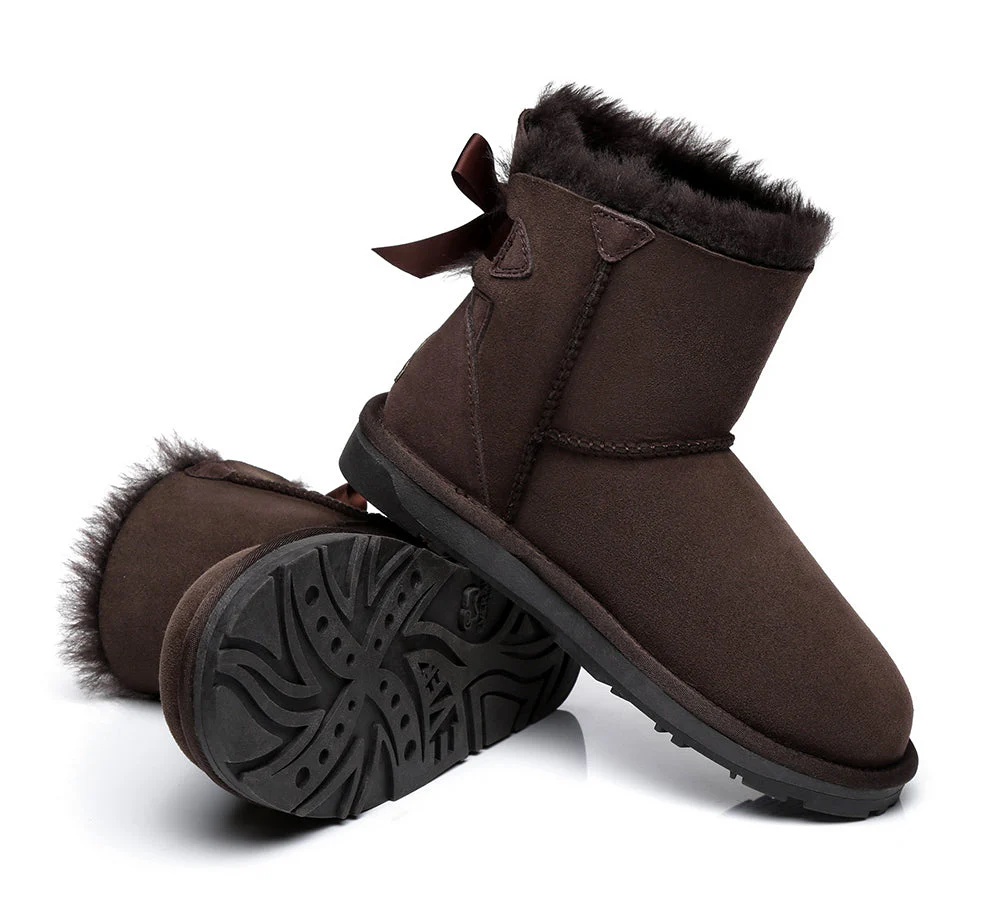 EVERAU® UGG Women Sheepskin Wool Mini Single Back Bow Boots - Image 10