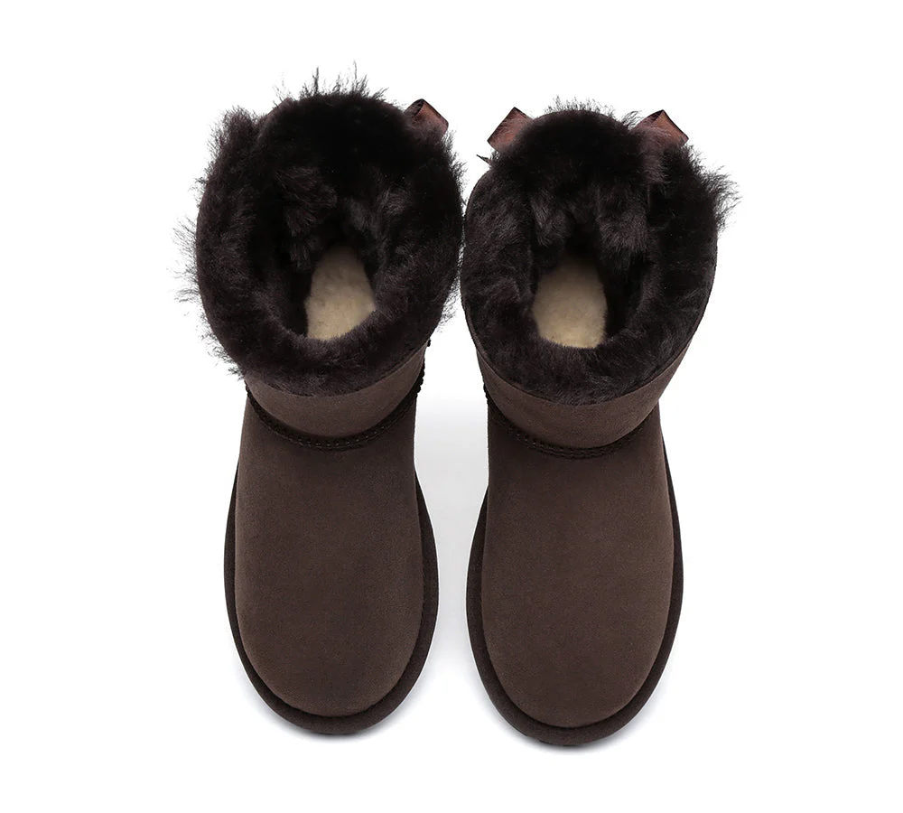 EVERAU® UGG Women Sheepskin Wool Mini Single Back Bow Boots - Image 13
