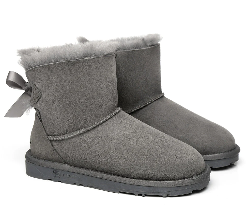 EVERAU® UGG Women Sheepskin Wool Mini Single Back Bow Boots - Image 15