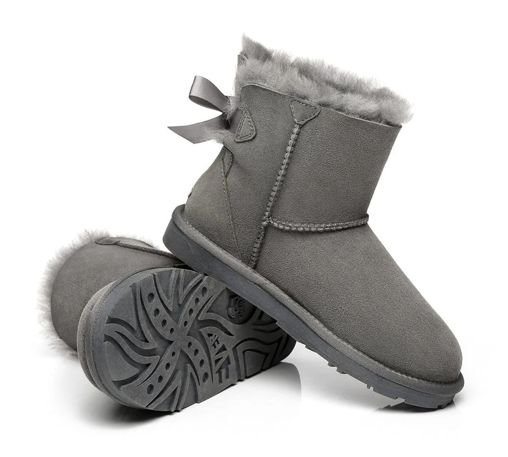 EVERAU® UGG Women Sheepskin Wool Mini Single Back Bow Boots - Image 16