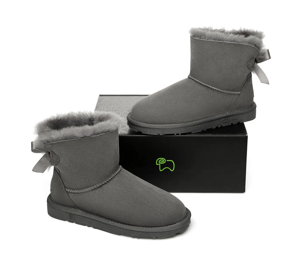 EVERAU® UGG Women Sheepskin Wool Mini Single Back Bow Boots - Image 17