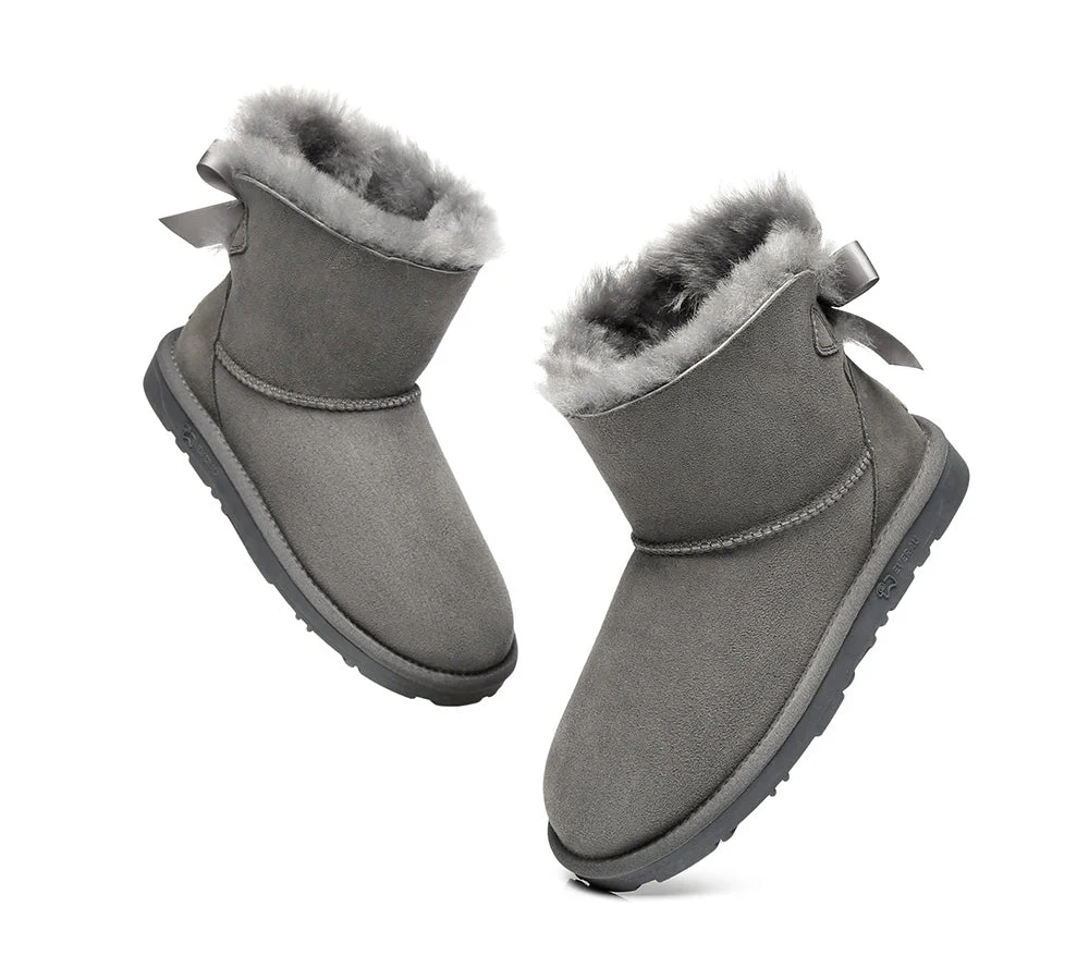EVERAU® UGG Women Sheepskin Wool Mini Single Back Bow Boots - Image 18