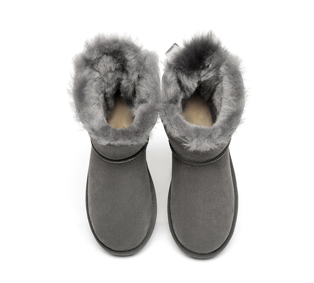 EVERAU® UGG Women Sheepskin Wool Mini Single Back Bow Boots - Image 19