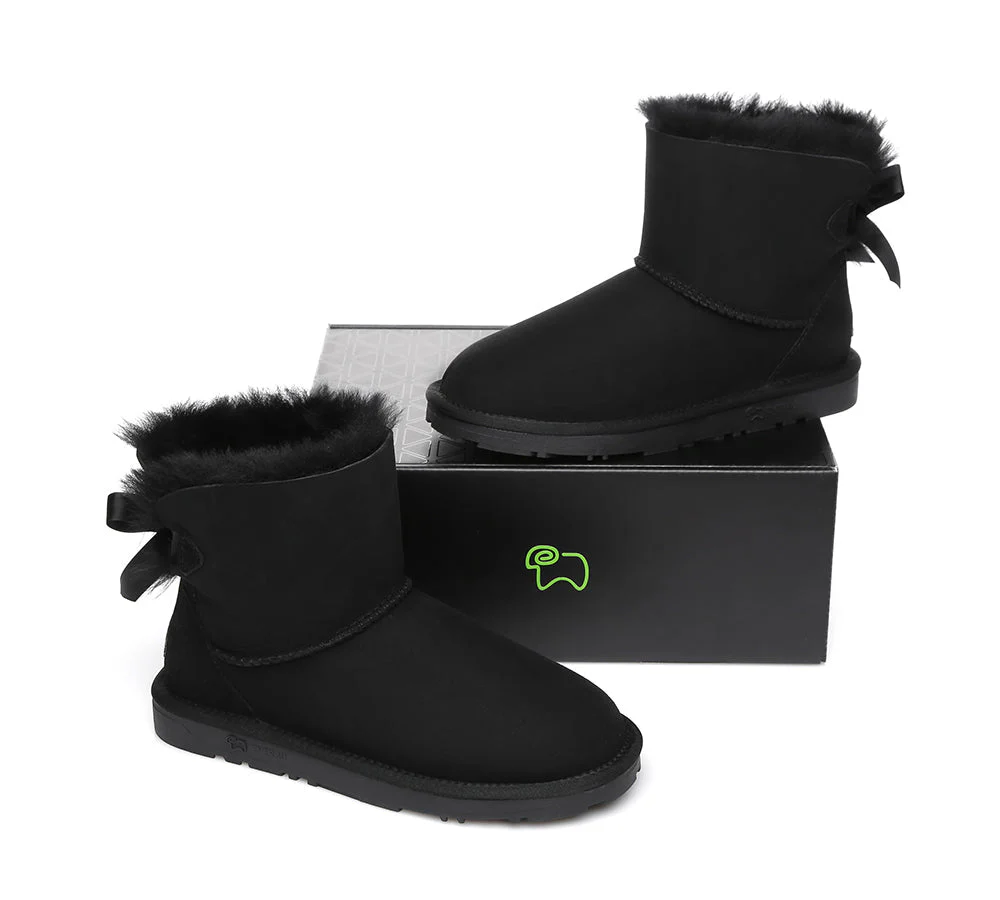 EVERAU® UGG Women Sheepskin Wool Mini Single Back Bow Boots - Image 23