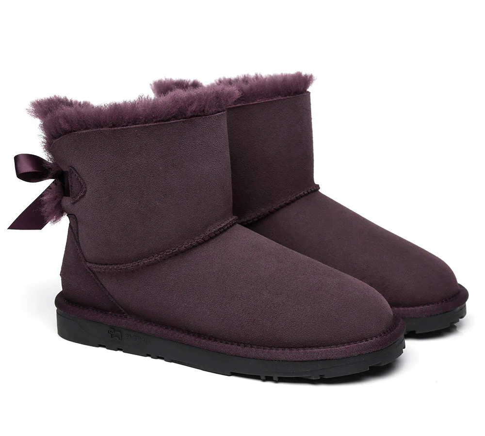 EVERAU® UGG Women Sheepskin Wool Mini Single Back Bow Boots - Image 27