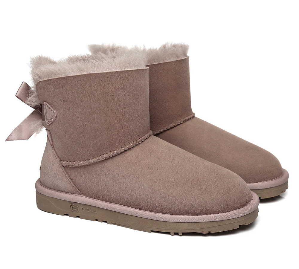 EVERAU® UGG Women Sheepskin Wool Mini Single Back Bow Boots - Image 28