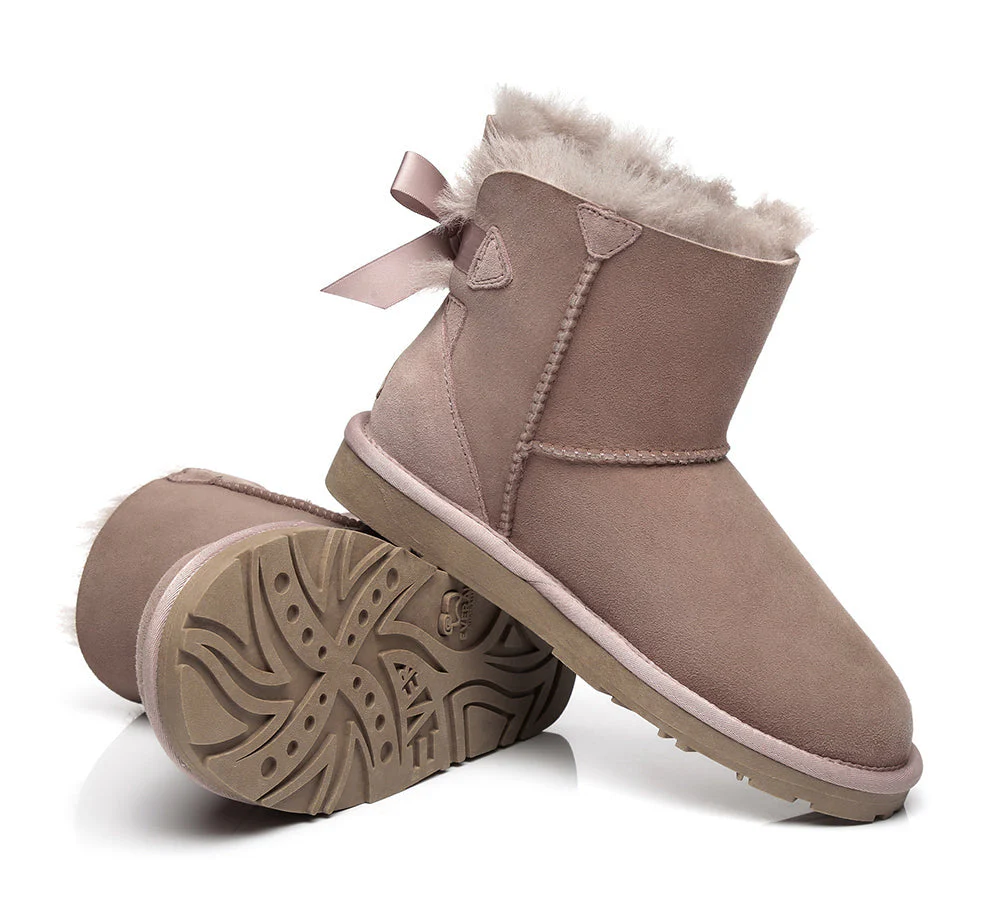 EVERAU® UGG Women Sheepskin Wool Mini Single Back Bow Boots - Image 29