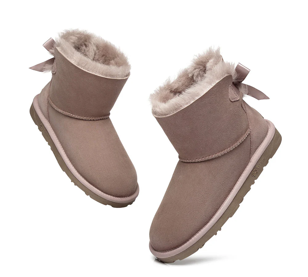 EVERAU® UGG Women Sheepskin Wool Mini Single Back Bow Boots - Image 30