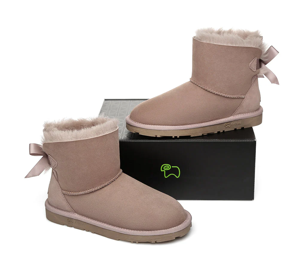 EVERAU® UGG Women Sheepskin Wool Mini Single Back Bow Boots - Image 33