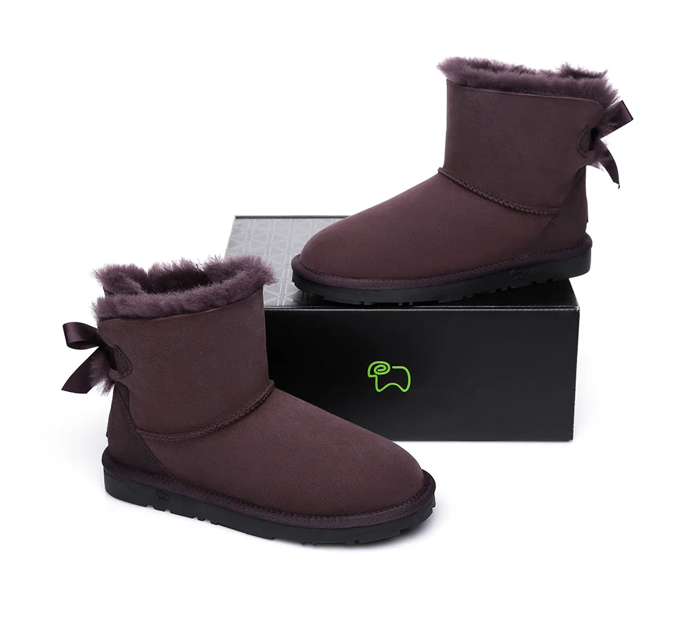 EVERAU® UGG Women Sheepskin Wool Mini Single Back Bow Boots - Image 34