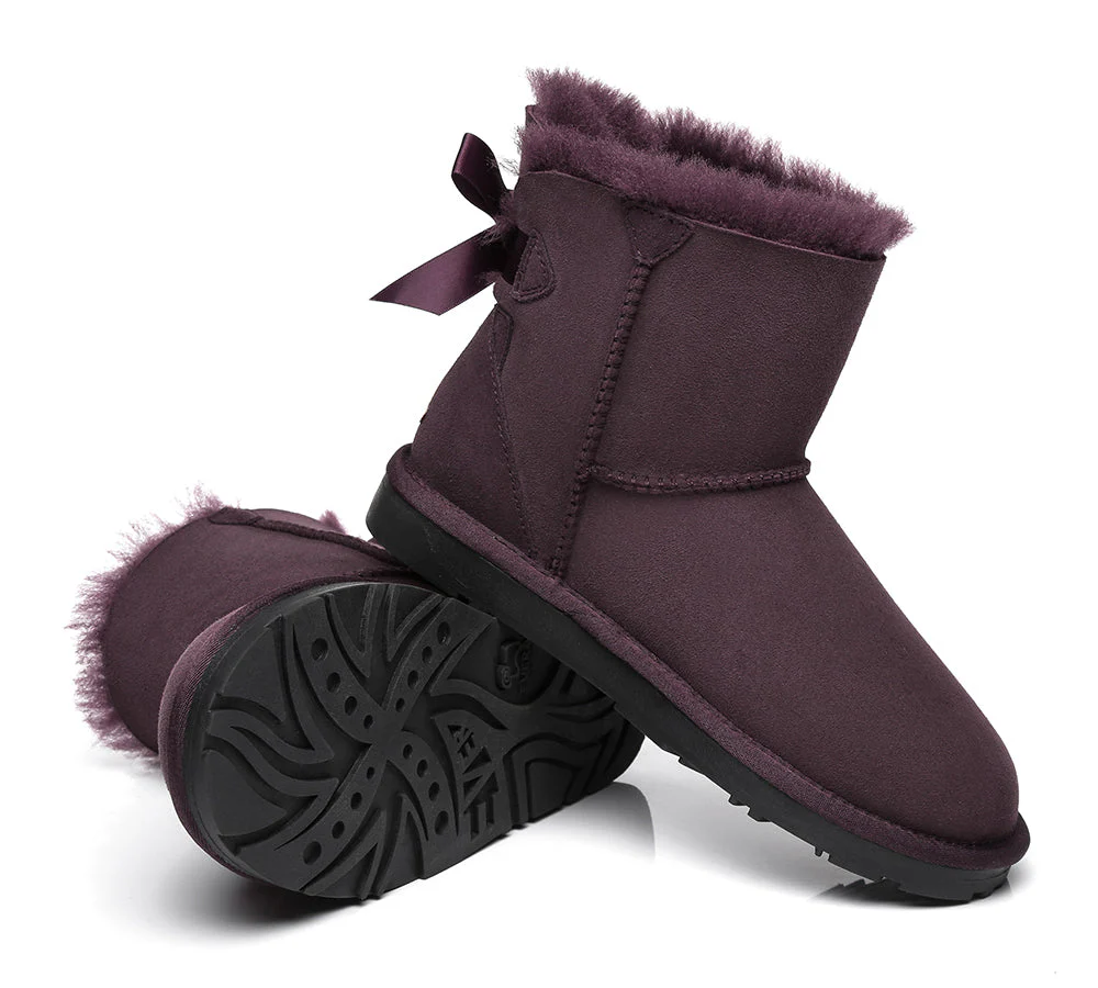 EVERAU® UGG Women Sheepskin Wool Mini Single Back Bow Boots - Image 35
