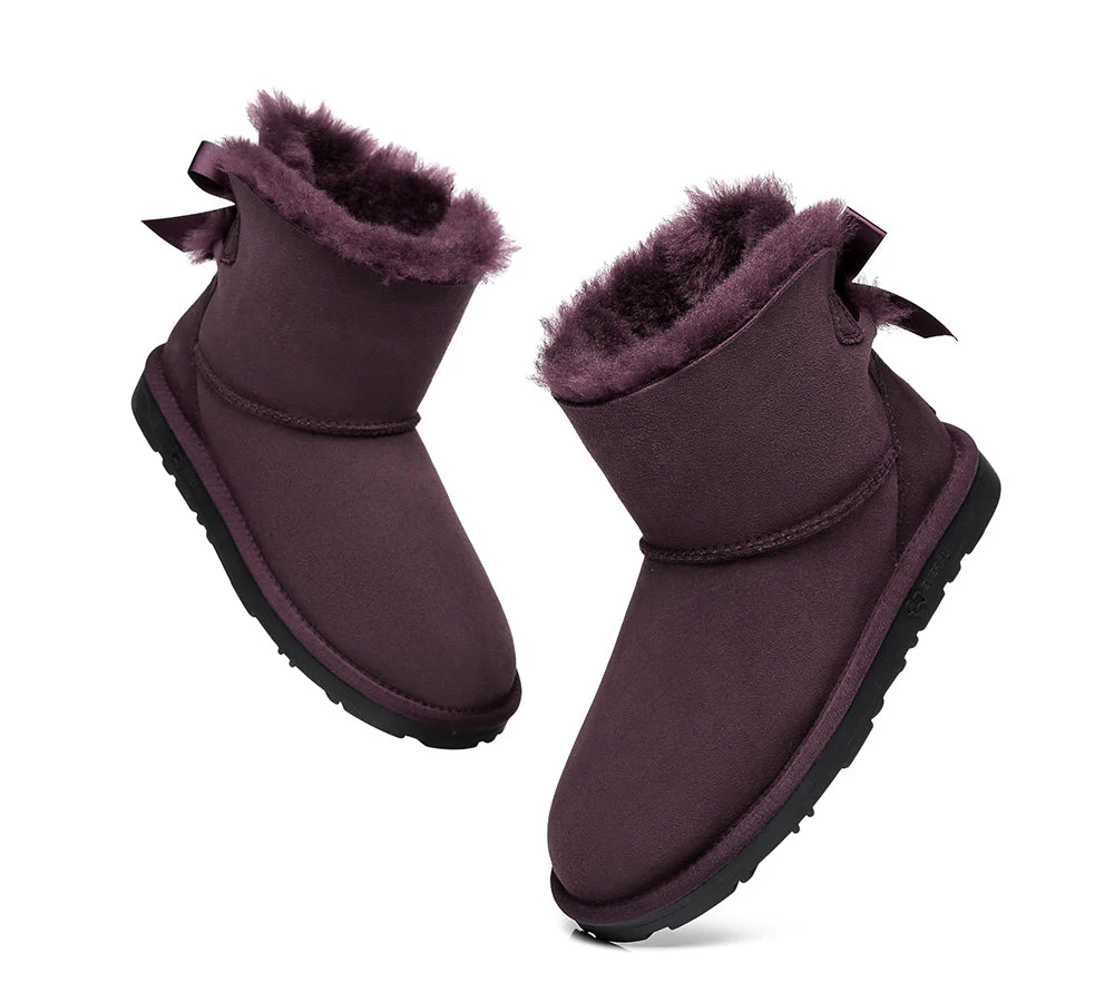 EVERAU® UGG Women Sheepskin Wool Mini Single Back Bow Boots - Image 36
