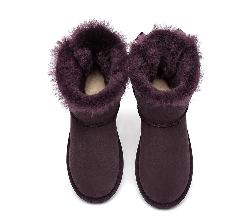 EVERAU® UGG Women Sheepskin Wool Mini Single Back Bow Boots - Image 37