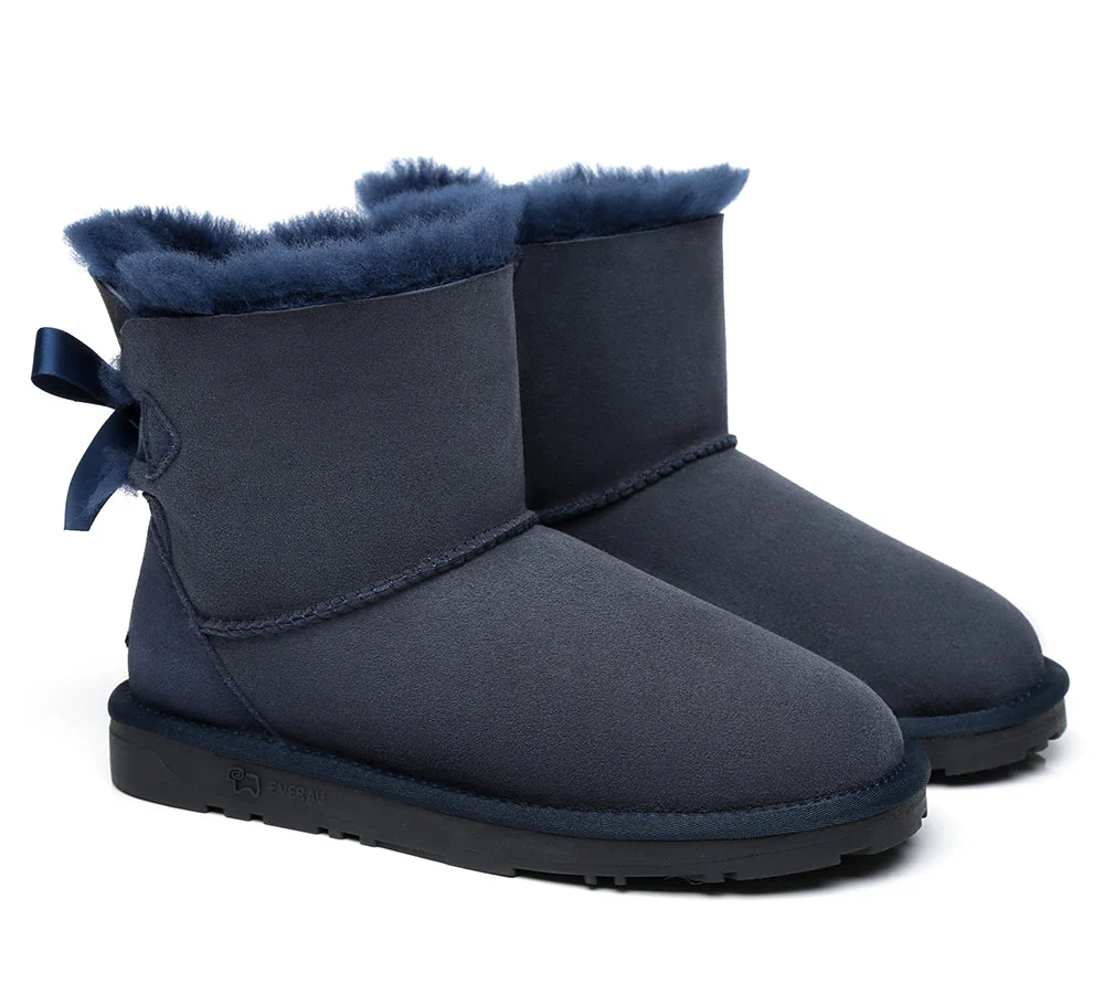 EVERAU® UGG Women Sheepskin Wool Mini Single Back Bow Boots - Image 39