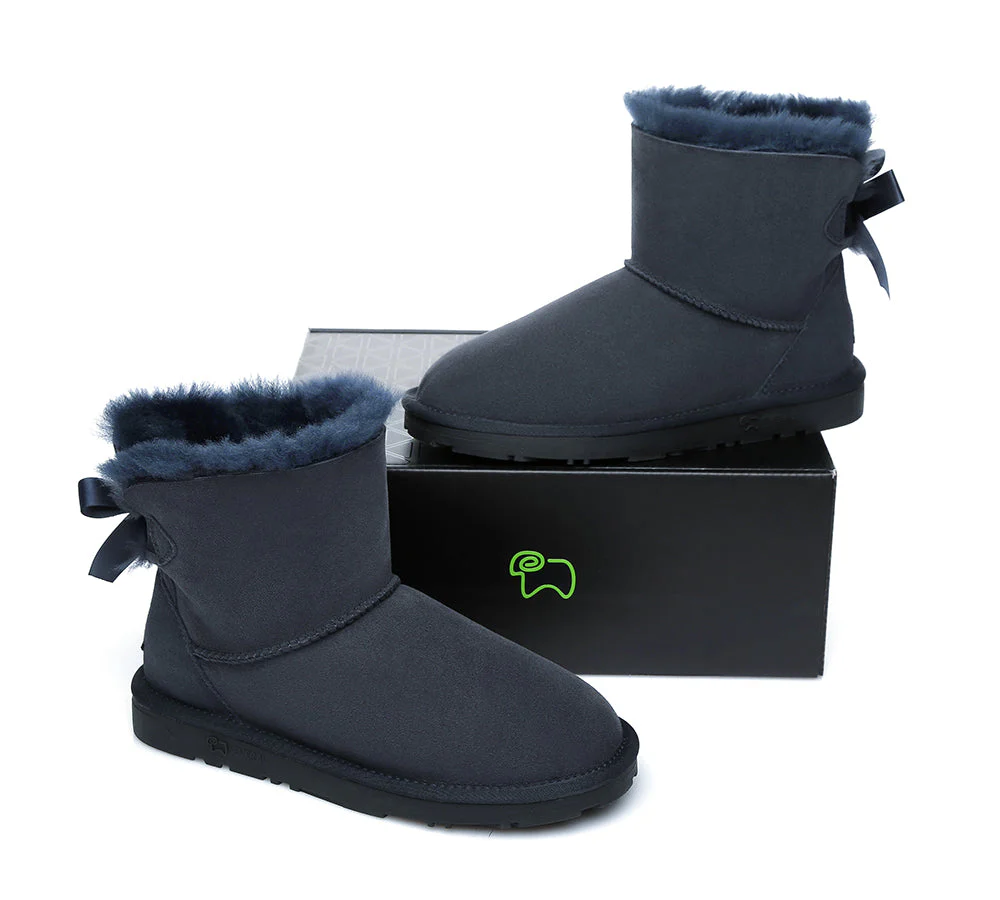 EVERAU® UGG Women Sheepskin Wool Mini Single Back Bow Boots - Image 40