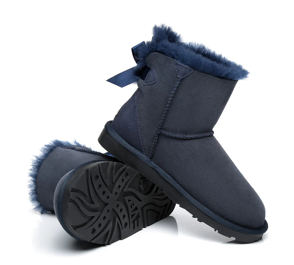 EVERAU® UGG Women Sheepskin Wool Mini Single Back Bow Boots - Image 41
