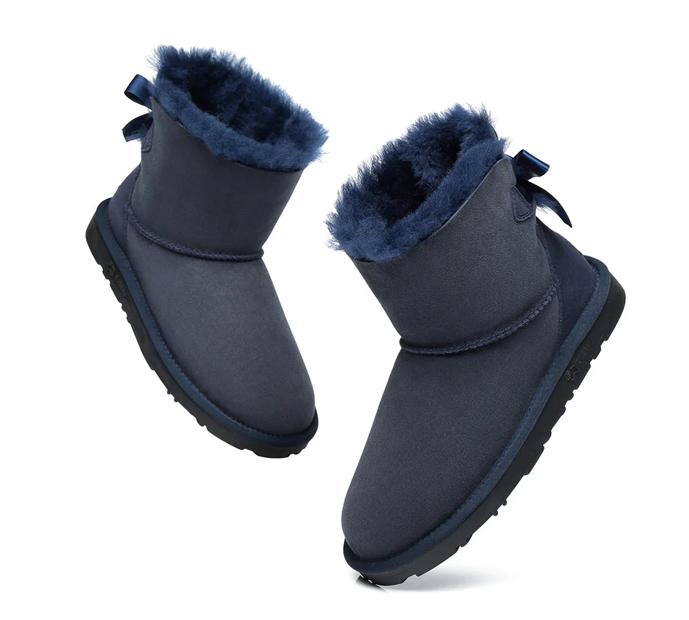 EVERAU® UGG Women Sheepskin Wool Mini Single Back Bow Boots - Image 42