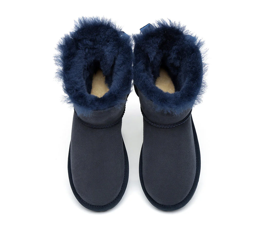 EVERAU® UGG Women Sheepskin Wool Mini Single Back Bow Boots - Image 43