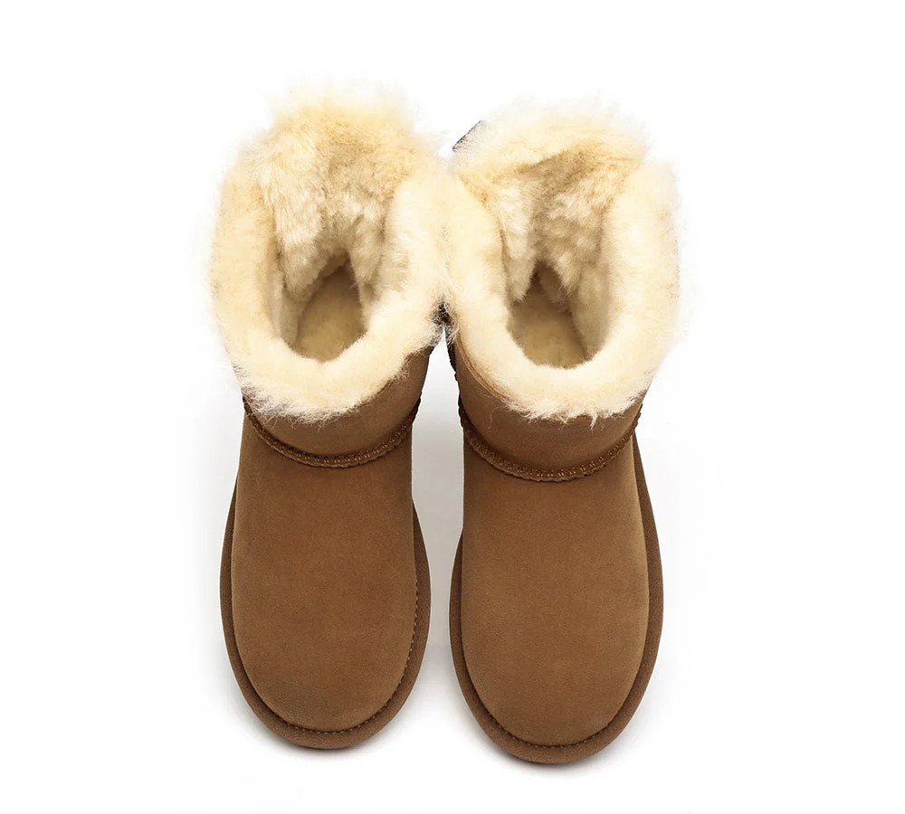 EVERAU® UGG Women Sheepskin Wool Mini Single Back Bow Boots - Image 7