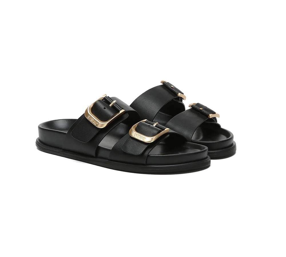 EVERAU® Women Double Adjustable Strap Buckle Flat Sandals Mounish - Image 15