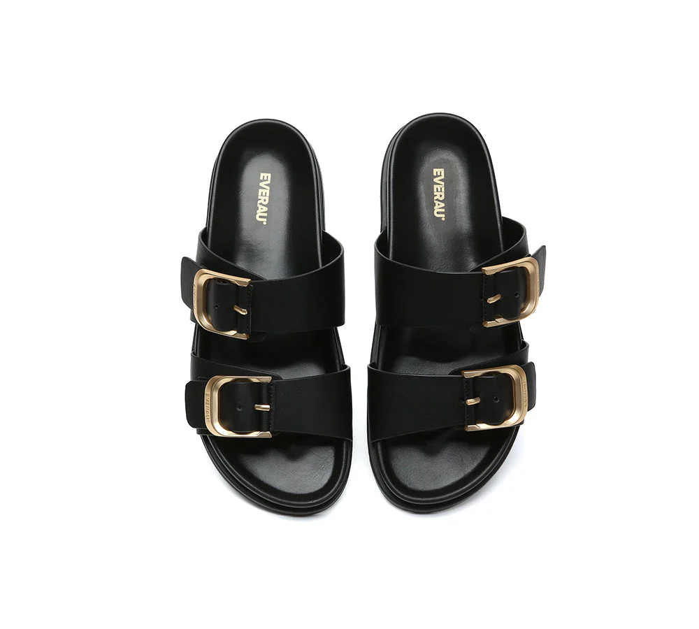 EVERAU® Women Double Adjustable Strap Buckle Flat Sandals Mounish - Image 19