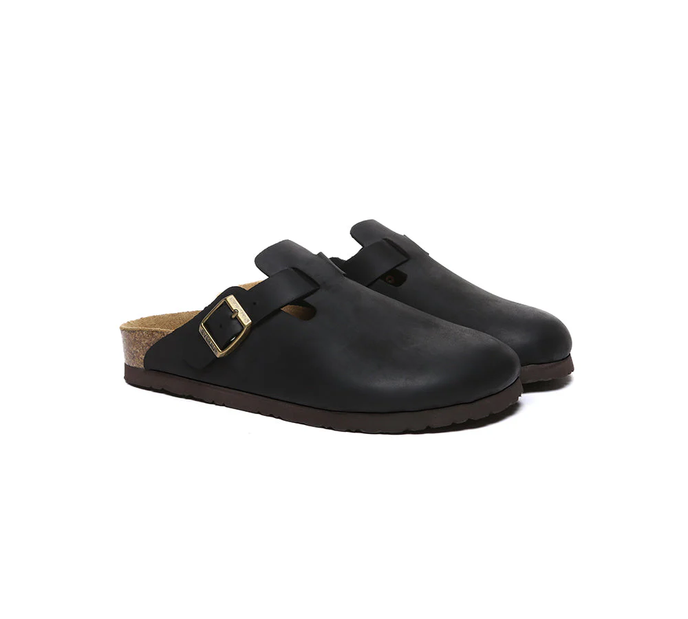 EVERAU® Women Leather Adjustable Buckled Straps Slip-on Flat Sandal Slides Brooklyn - Image 14