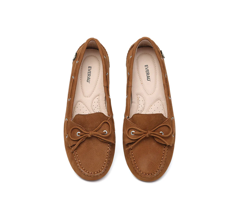 EVERAU® Women Leather Bow Casual Loafers Summer Moccasins Monty - Image 13