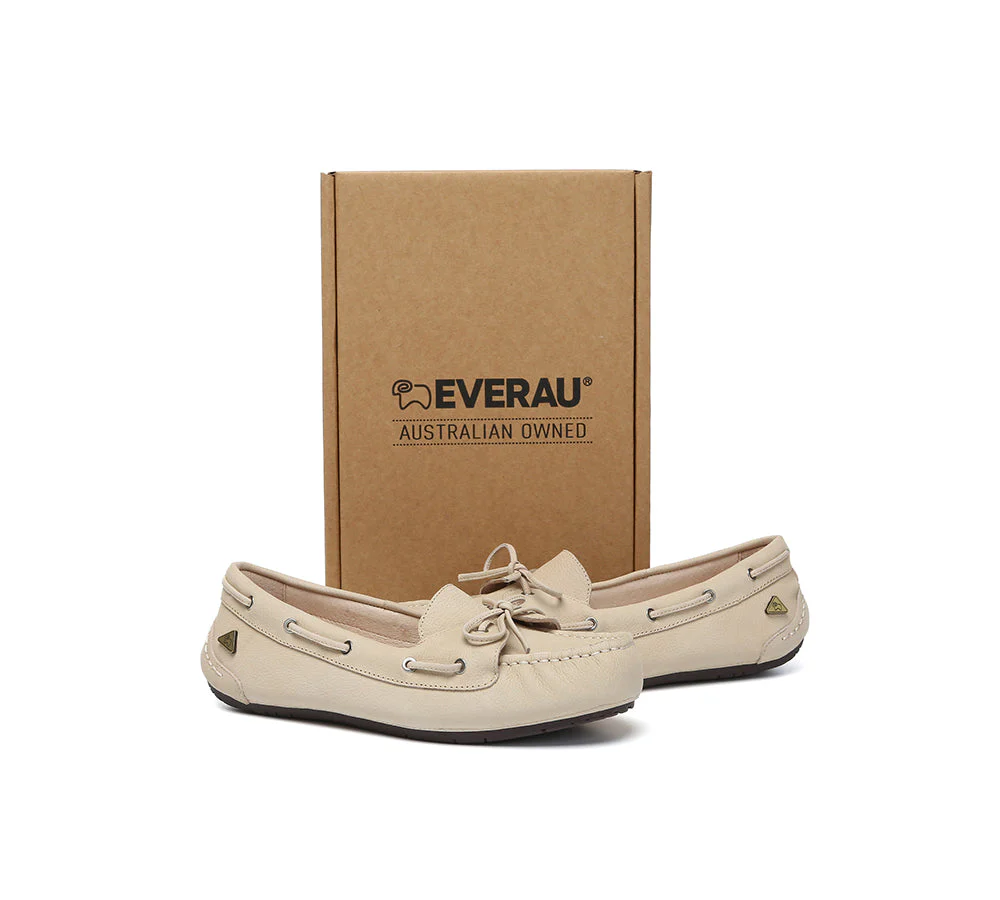 EVERAU® Women Leather Bow Casual Loafers Summer Moccasins Monty - Image 17