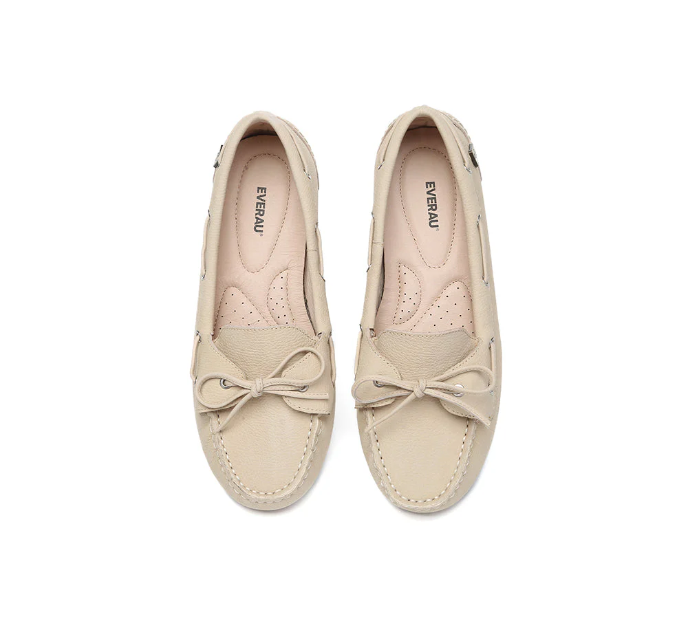 EVERAU® Women Leather Bow Casual Loafers Summer Moccasins Monty - Image 19
