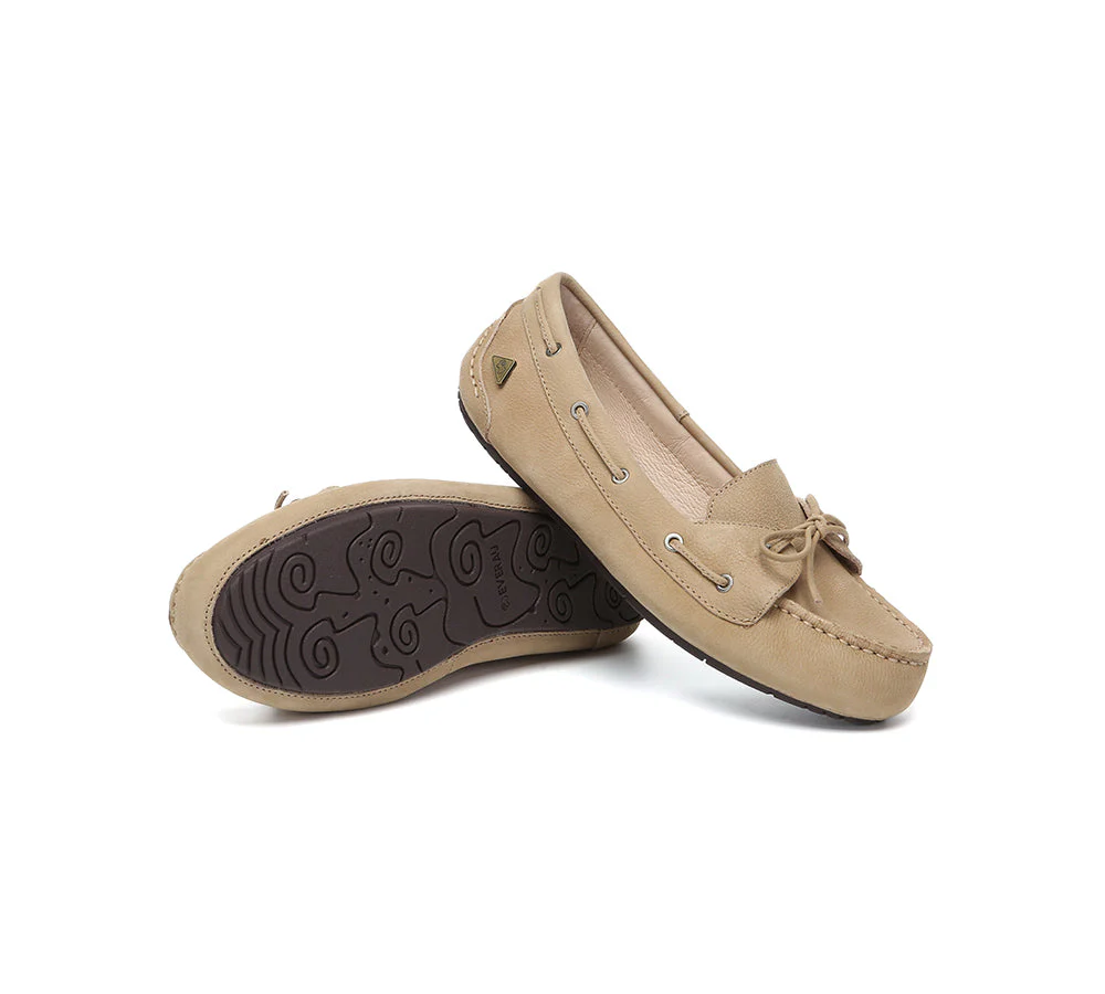 EVERAU® Women Leather Bow Casual Loafers Summer Moccasins Monty - Image 4