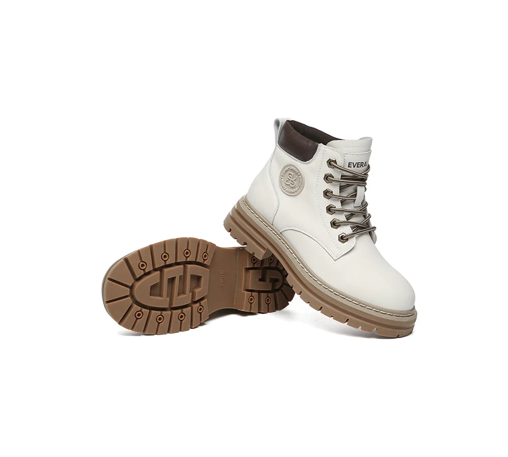 EVERAU® Women Leather Lace Up Chunky Boots Stephanie - Image 10