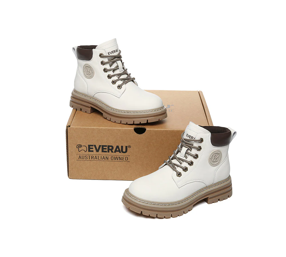 EVERAU® Women Leather Lace Up Chunky Boots Stephanie - Image 11