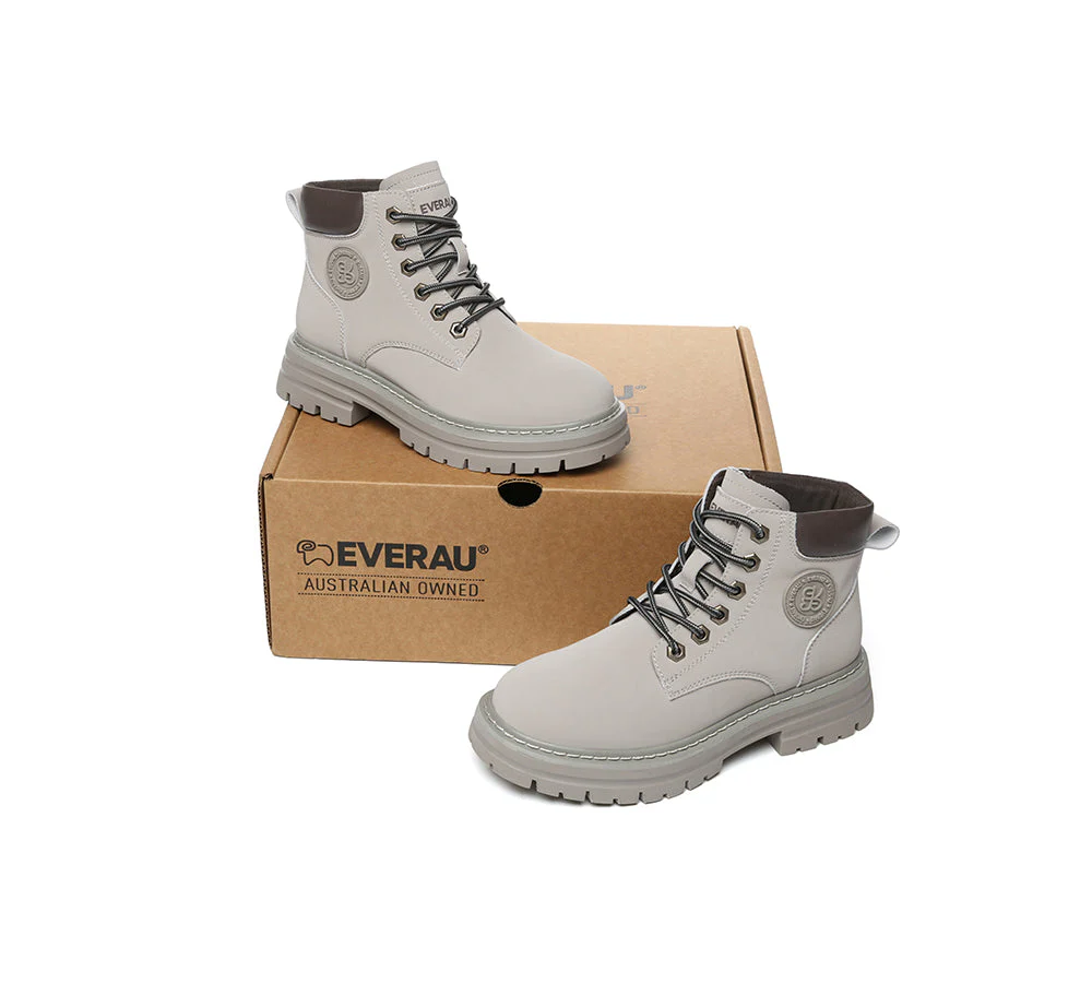 EVERAU® Women Leather Lace Up Chunky Boots Stephanie - Image 17