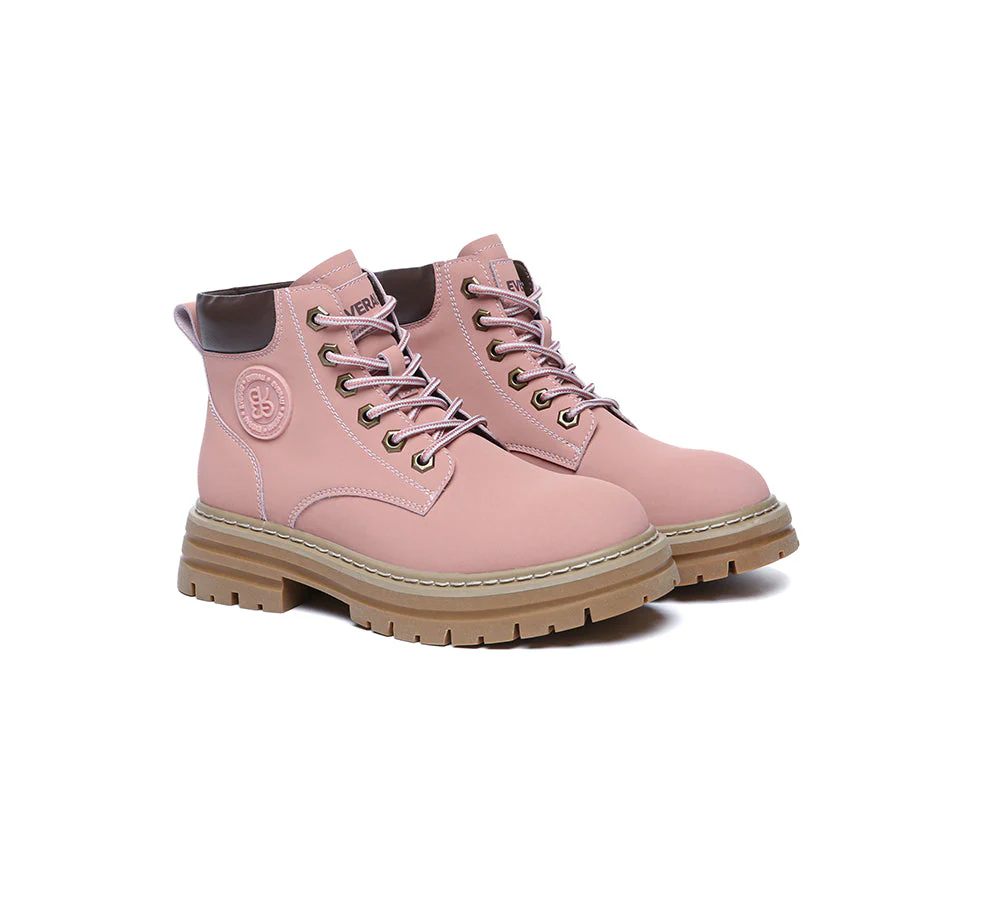 EVERAU® Women Leather Lace Up Chunky Boots Stephanie - Image 21