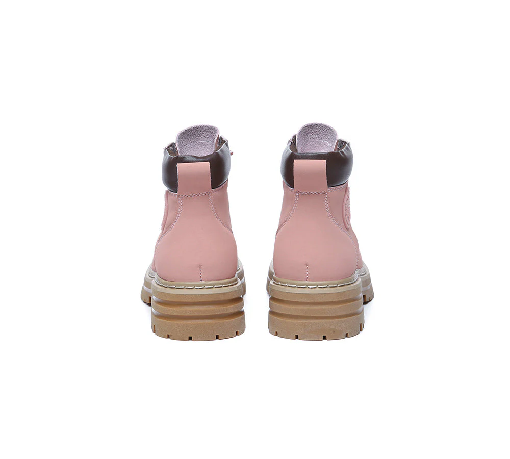 EVERAU® Women Leather Lace Up Chunky Boots Stephanie - Image 26