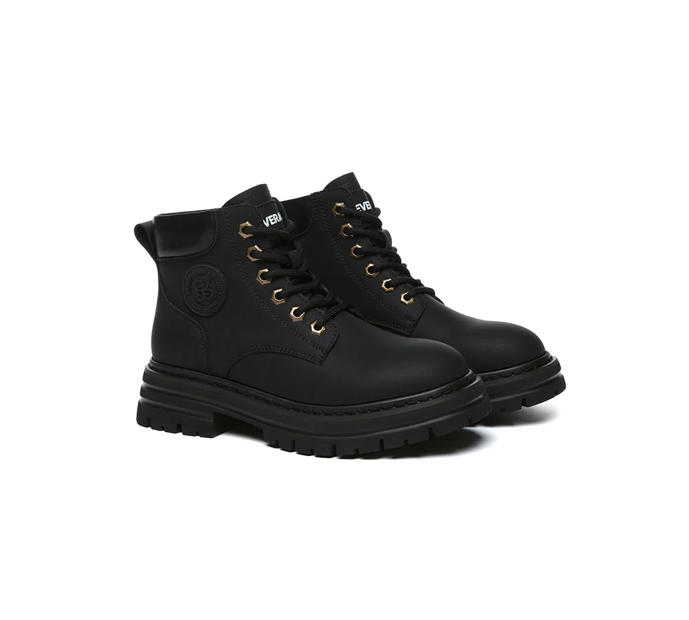EVERAU® Women Leather Lace Up Chunky Boots Stephanie - Image 27