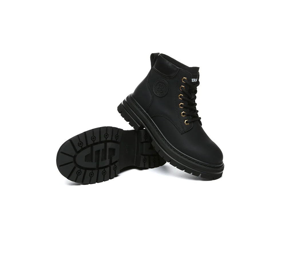 EVERAU® Women Leather Lace Up Chunky Boots Stephanie - Image 28
