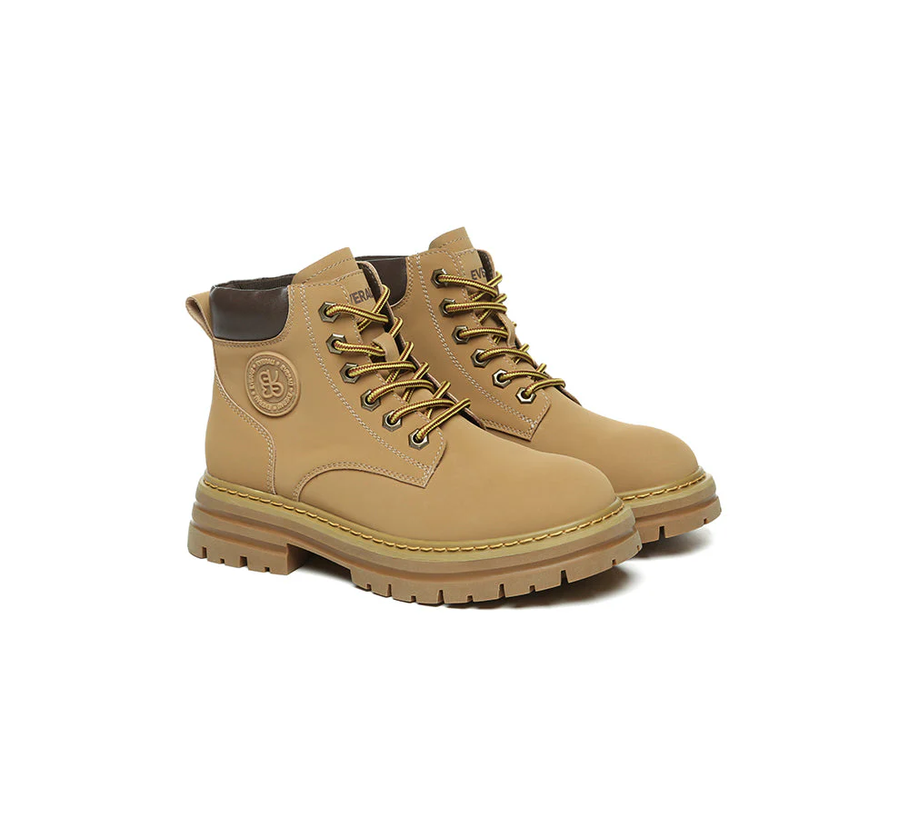 EVERAU® Women Leather Lace Up Chunky Boots Stephanie - Image 3