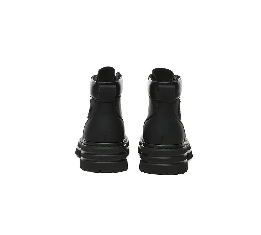 EVERAU® Women Leather Lace Up Chunky Boots Stephanie - Image 32