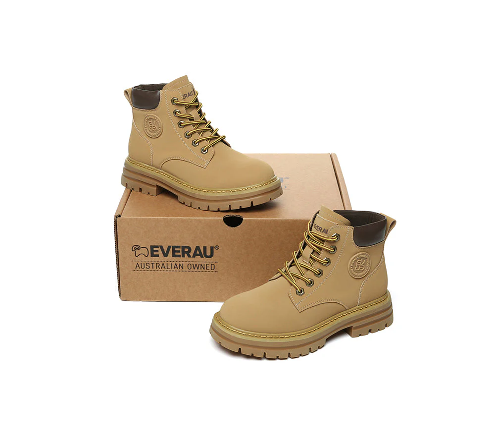EVERAU® Women Leather Lace Up Chunky Boots Stephanie - Image 5