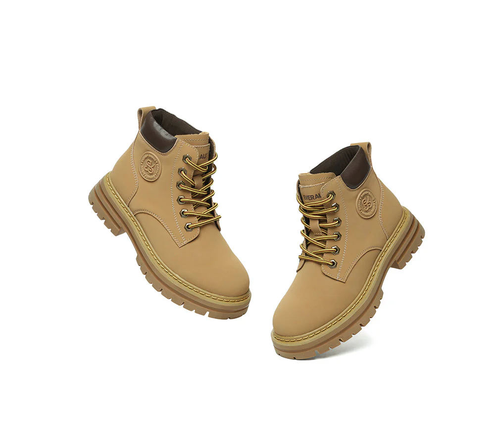 EVERAU® Women Leather Lace Up Chunky Boots Stephanie - Image 6