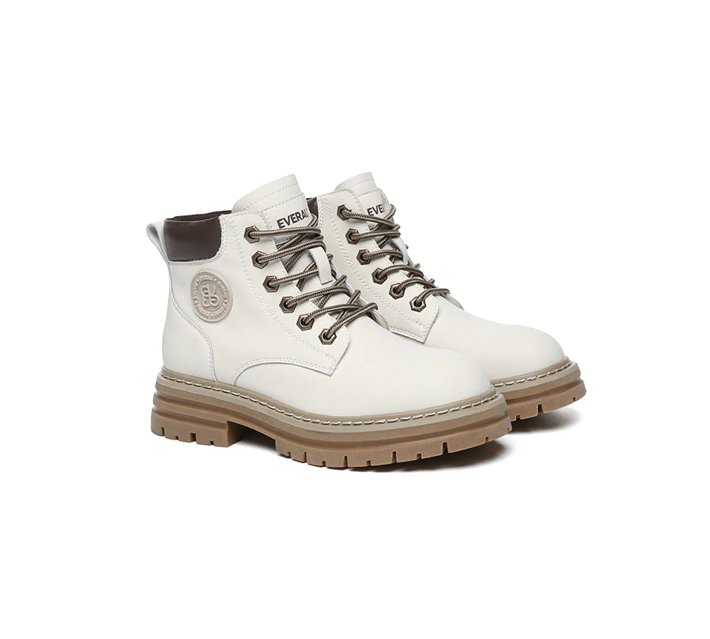 EVERAU® Women Leather Lace Up Chunky Boots Stephanie - Image 9