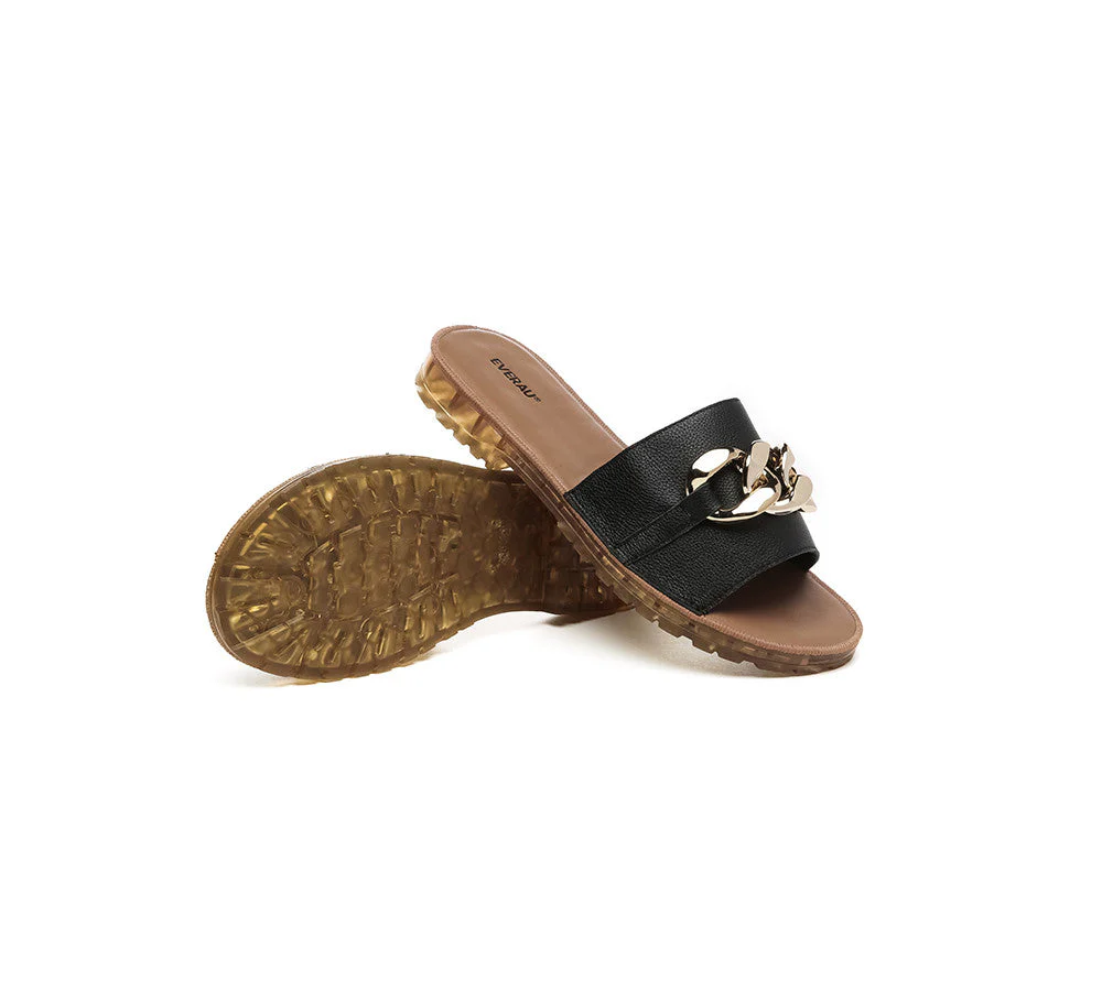 EVERAU® Women Leather Metal Ultra Soft Flat Slides Jianna - Image 11