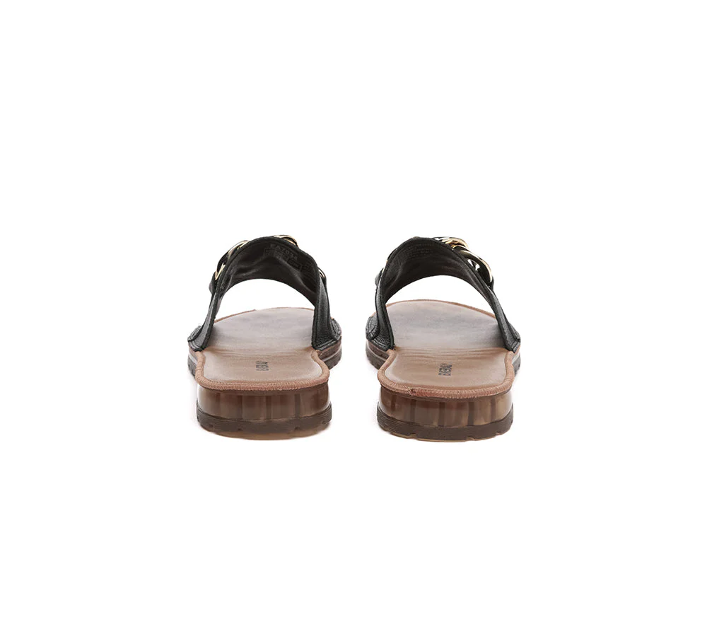 EVERAU® Women Leather Metal Ultra Soft Flat Slides Jianna - Image 14