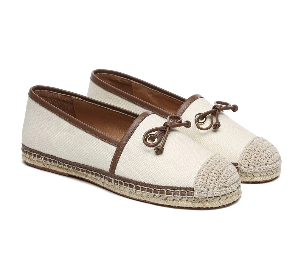 EVERAU® Women Leather Slip-on Bow Flat Espadrilles Esther - Image 9