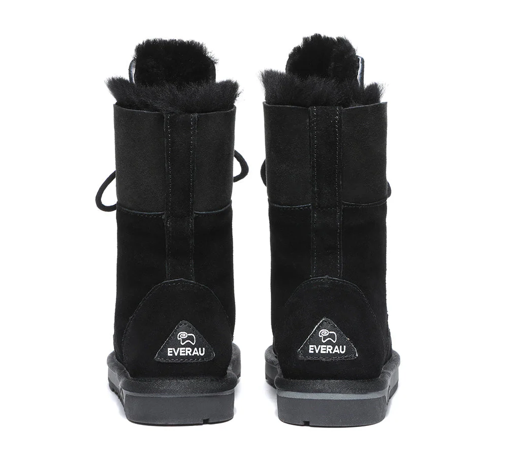 EVERAU® Women Sheepskin Wool Lace Up Ankle Fashion Boots Pathfinder - Image 21