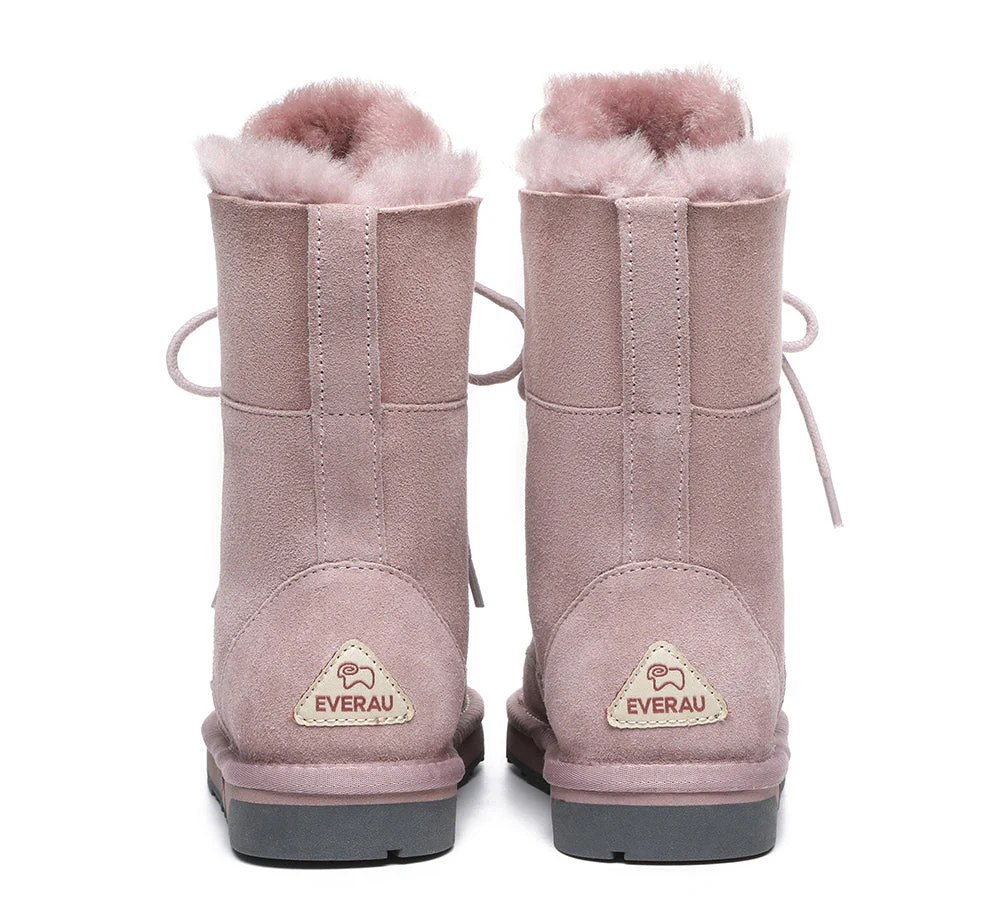 EVERAU® Women Sheepskin Wool Lace Up Ankle Fashion Boots Pathfinder - Image 7