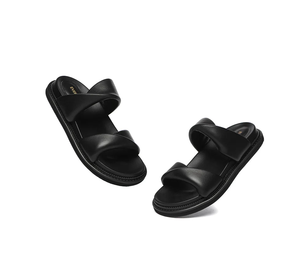 EVERAU® Women Slides Leather Padded Twist Slip-on Sandals Eloise - Image 12